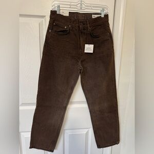 Zara Straight Cropped Distressed Brown Jeans
